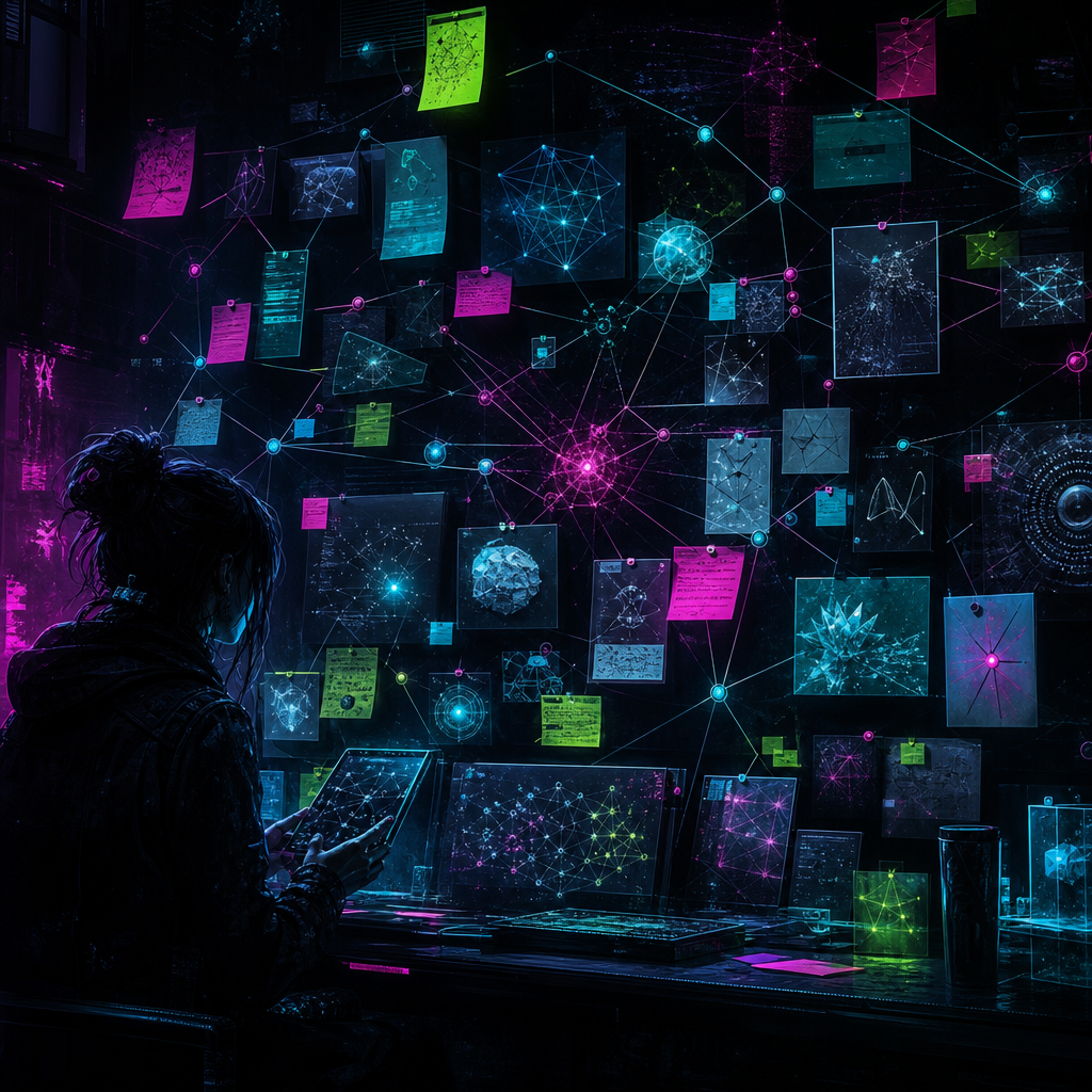 Neon AI map wall